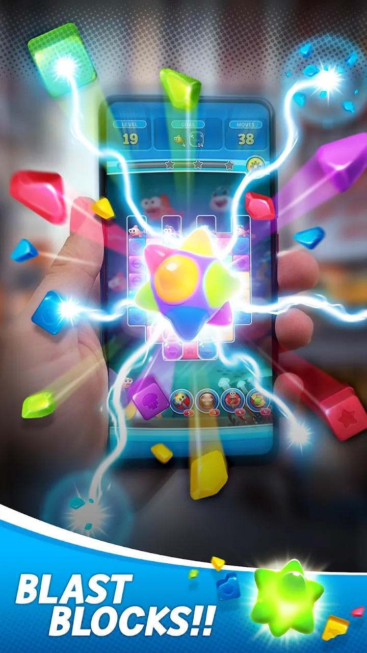 Zrzut ekranu z gry ze specjalnymi efektami i reakcjami łańcuchowymi